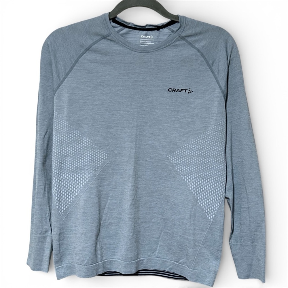 Craft Long Sleeve Shirt Athletic Women’s Large Light Blue Seamless Stretch L